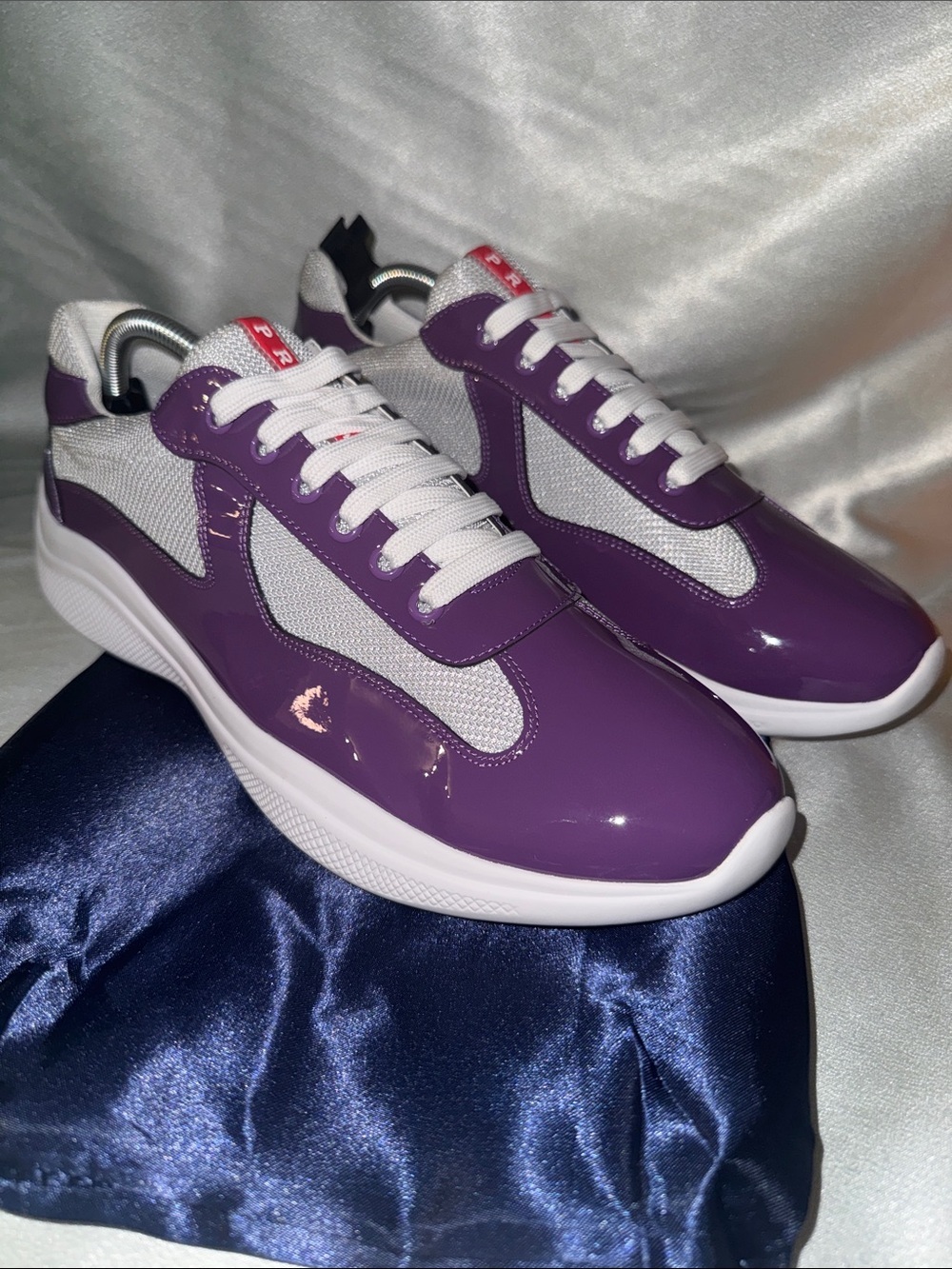 Prada Men's Purple and White Low-Top Lace-Up Sneakers!🔥New! Size: 11us - Picture 4 of 11